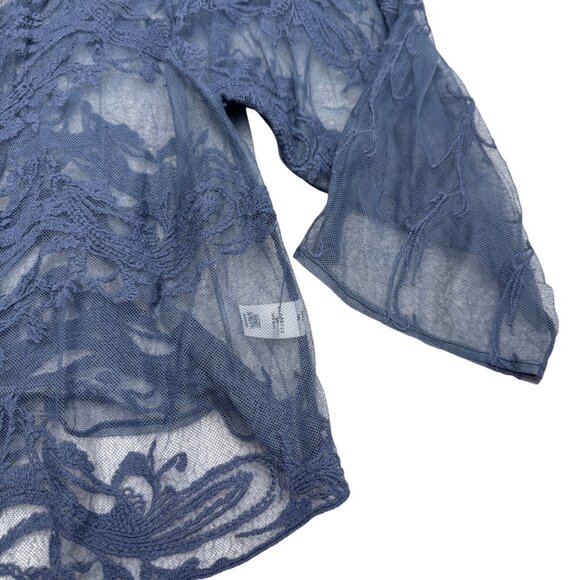 Sundance Freesia Bloom Sheer Embroidered Open Cardigan Dust Blue, Size XS - Picture 4 of 6